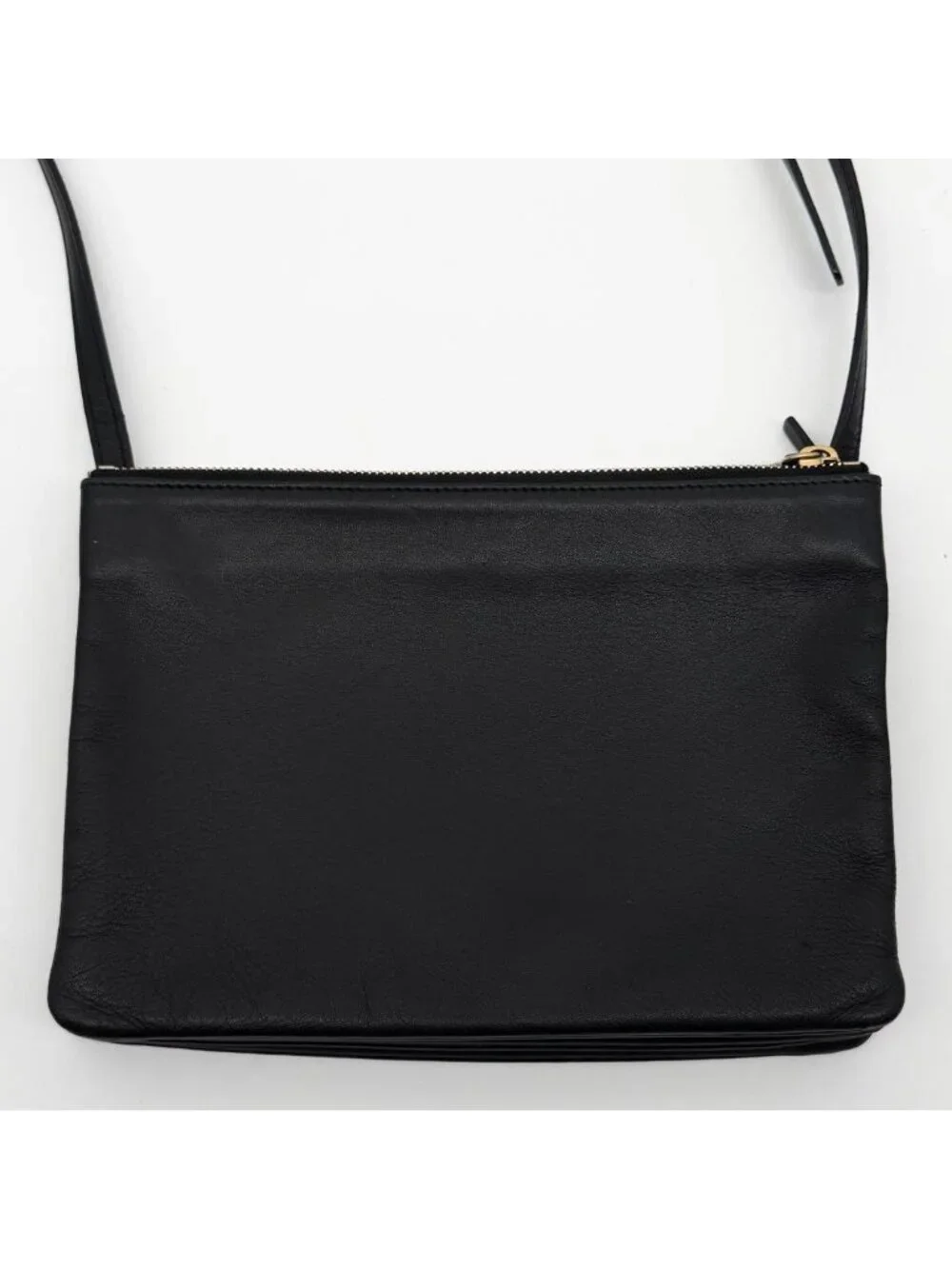 Celine Trio Large Shoulder Bag Black Leather Clutch